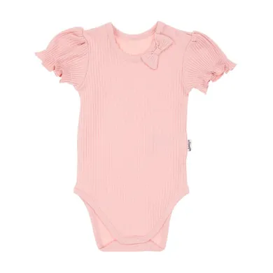 Body dziewczęce z krótkim rękawem, różowe, Nicol