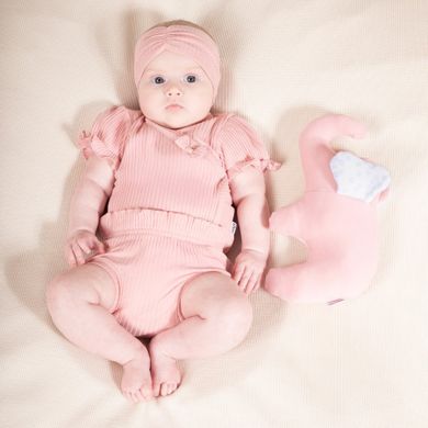 Body dziewczęce z krótkim rękawem, różowe, Nicol