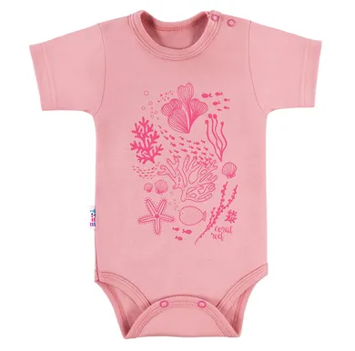 Body dziewczęce z krótkim rękawem, różowe, rafa koralowa, Eevi