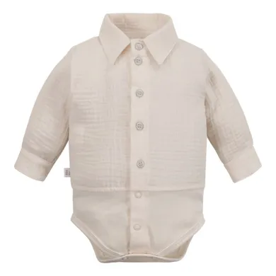 Body koszulowe chłopięce z długim rękawem, beżowe, Eevi