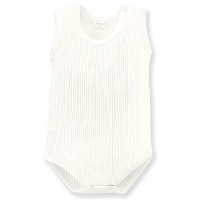Body niemowlęce bez rękawów, prążkowane, ecru, Pinokio