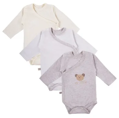 Body niemowlęce z długim rękawem, beżowe, szare, zestaw, 3 szt., Eevi