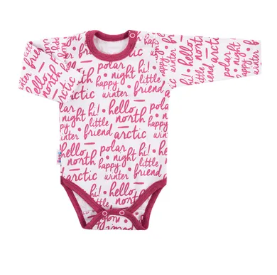 Body niemowlęce z długim rękawem, białe, różowe, napisy, Eevi