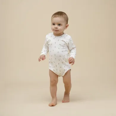 Body niemowlęce z długim rękawem, ecru, Pinokio