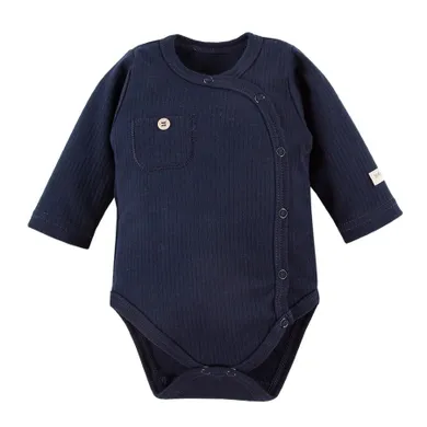 Body niemowlęce z długim rękawem, granatowe, rozpinane, Eevi