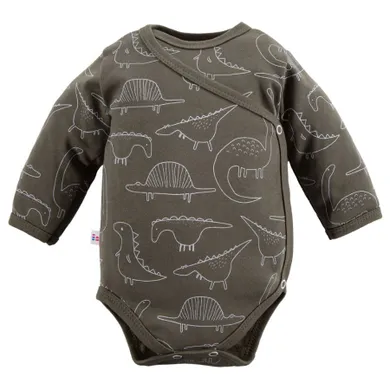 Body niemowlęce z długim rękawem, khaki, Eevi