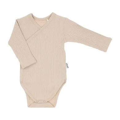 Body niemowlęce z długim rękawem, prążkowane, beżowe, Nicol