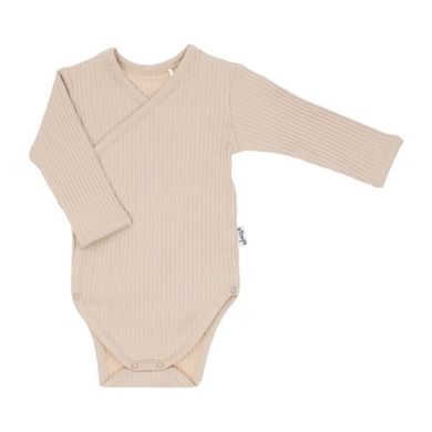 Body niemowlęce z długim rękawem, prążkowane, beżowe, Nicol