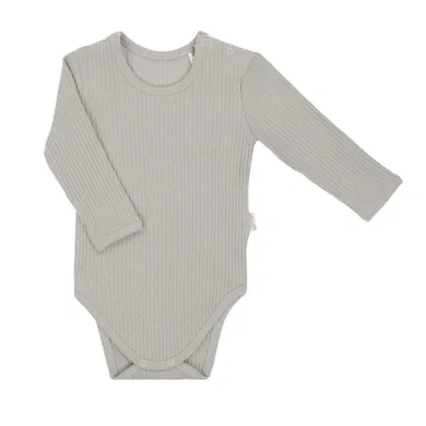 Body niemowlęce z długim rękawem, prążkowane, szare, Nicol