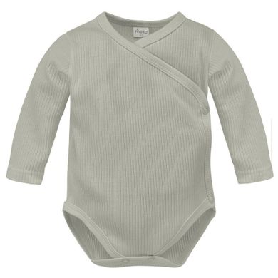 Body niemowlęce z długim rękawem, prążkowane, szare, Pinokio
