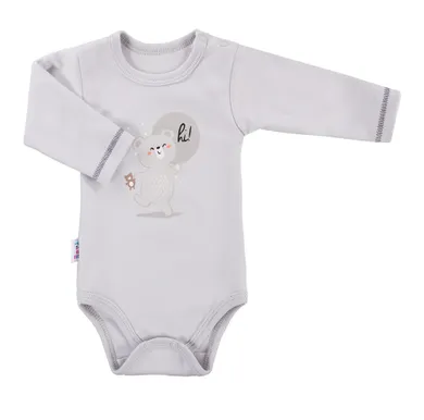 Body niemowlęce z długim rękawem, szare, miś, Eevi