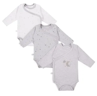 Body niemowlęce z długim rękawem, szare, zestaw, 3 szt., Eevi