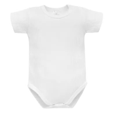 Body niemowlęce z krótkim rękawem, prążkowane, białe, Pinokio