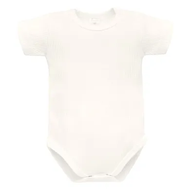 Body niemowlęce z krótkim rękawem, prążkowane, ecru, Pinokio