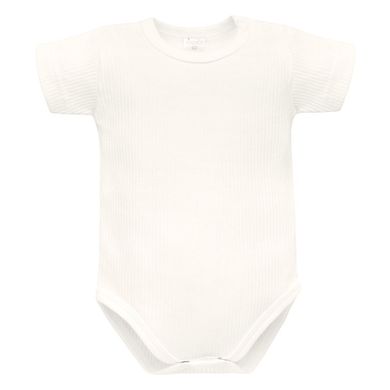 Body niemowlęce z krótkim rękawem, prążkowane, ecru, Pinokio