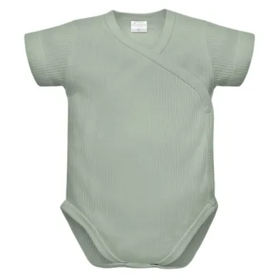 Body niemowlęce z krótkim rękawem, prążkowane, zielone, Pinokio