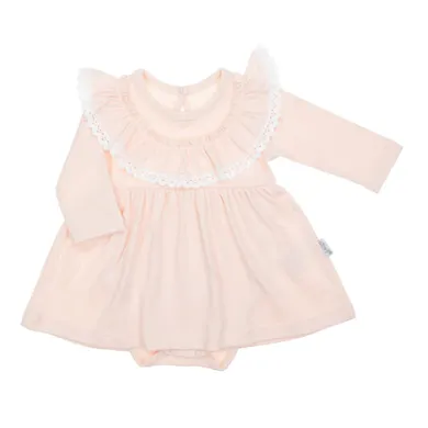 Body sukienka dziewczęca z długim rękawem, różowa, Nicol