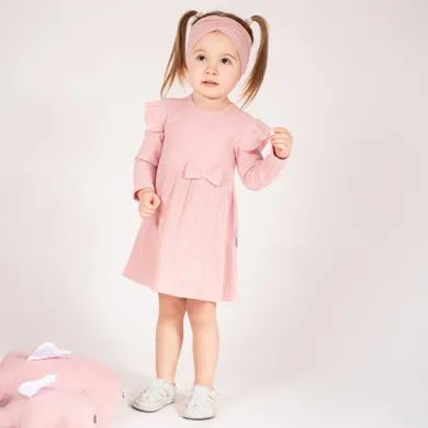 Body sukienka dziewczęce z długim rękawem, różowe, Nicol