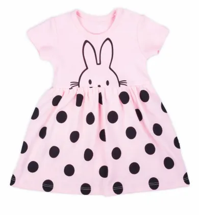 Body sukienka dziewczęce z krótkim rękawem, różowe, Nicol