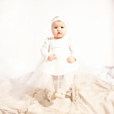 Body sukienka z długim rękawem, ecru, Nicol