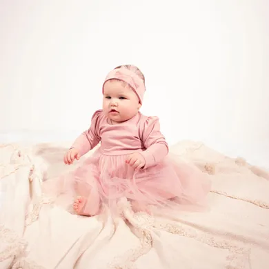 Body sukienka z długim rękawem, różowe, Nicol