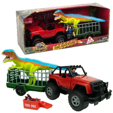 Boley, pojazd z przyczepą i figurką dinozaura