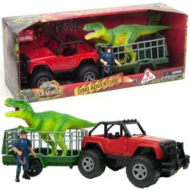 Boley, pojazd z przyczepą i figurką dinozaura