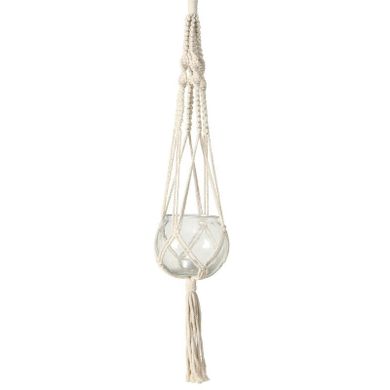 Boltze Home, Makramee, szklana doniczka na kwiaty, dekoracja z makramy, 83 cm