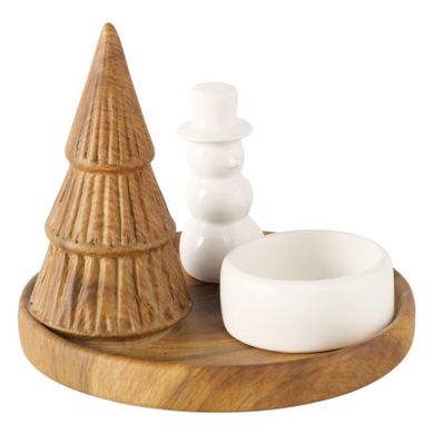 Boltze Home, Ove, świecznik z bałwankiem i choinką, 13 cm