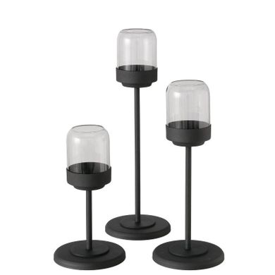 Boltze Home, Senza, zestaw metalowych lampionów ze szklaną kopułą, 3 szt.