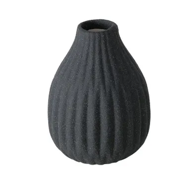 Boltze Home, wazon ceramiczny w prążki, Esko, czarny mat