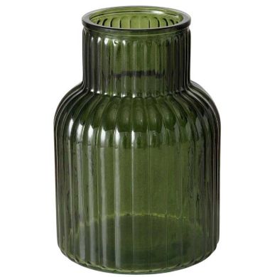 Boltze Home, wazon szklany, Relea, zielony, ryflowane szkło, 20 cm