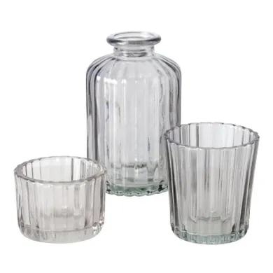 Boltze Home, zestaw szklanych dekoracji, Tolka, świeczniki i wazon, 10 cm