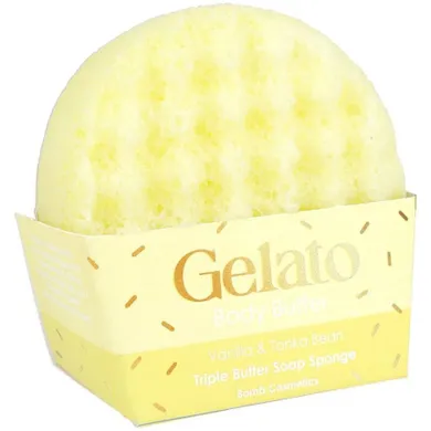 Bomb Cosmetics, Gelato Body Buffer, gąbka do mycia ciała, Vanilla & Tonka Bean, 200g