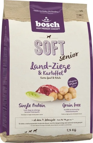Bosch, Soft Senior, Farm goat & potato, karma sucha dla psa, 2,5 kg