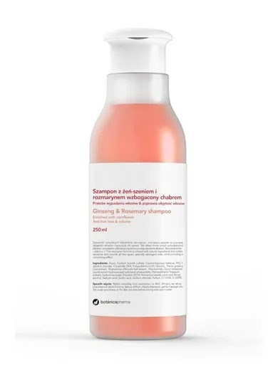 Botanicapharma, Ginseng & Rosemary Shampoo, szampon przeciw wypadaniu włosów z żeń-szeniem i rozmarynem, 250 ml