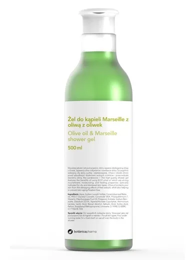 Botanicapharma, Olive Oil & Marseille Shower Gel, żel do kąpieli Marseille z oliwą z oliwek, 500 ml