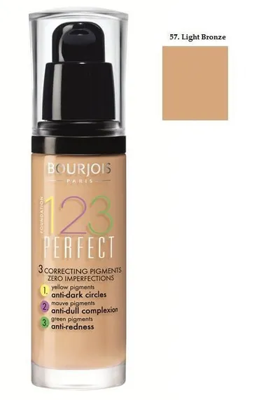 Bourjois, 123 Perfect Foundation, Podkład ujednolicający, nr 57 Light Bronze, 30 ml