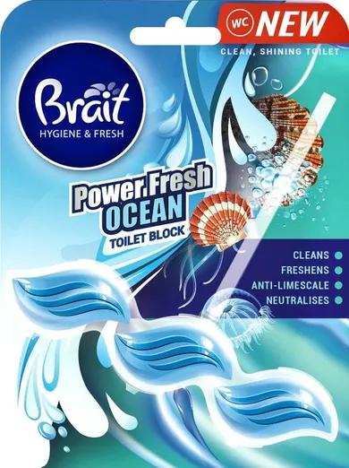 Brait, Hygiene & Fresh, kostka do WC, power fresh, ocean, 39g