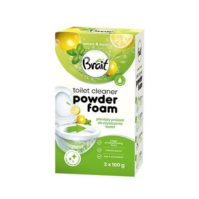 Brait, wulkan, pieniący proszek do czyszczenia toalet, lemon & basil, 3-100 g