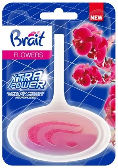 Brait, Xtra power, kostka toaletowa do wc w koszyku, flowers, 40g