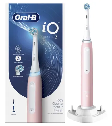 Braun, Oral-B, iO 3, szczoteczka elektryczna, magnetyczna, pink