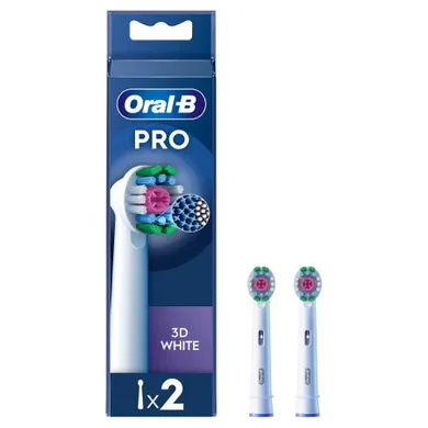 Braun, Oral-B, końcówki do szczoteczki elektrycznej 3D, White, 2 szt.