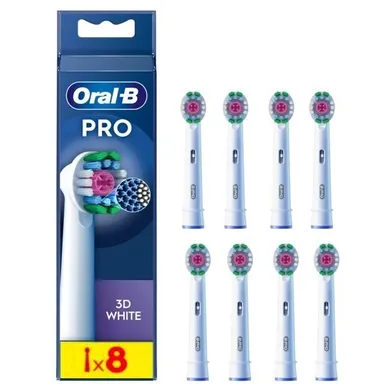 Braun, Oral-B, końcówki do szczoteczki elektrycznej 3D, White, 8 szt.