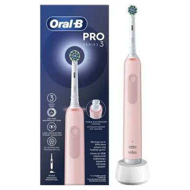 Braun, Oral-B, Pro3, szczoteczka elektryczna, CrossAction, pink