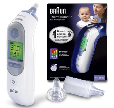 Braun, ThermoScan, termometr do ucha, pomiar kontaktowy, IRT6520, biały