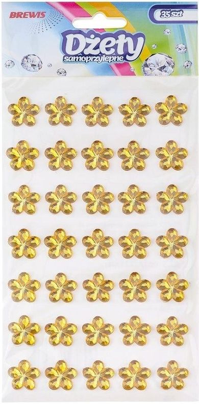Brewis, dżety samoprzylepne, kwiatki złote, 35 szt.