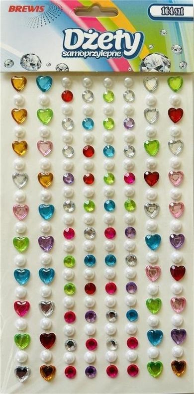 Brewis, dżety samoprzylepne, serca perły, 164 szt.