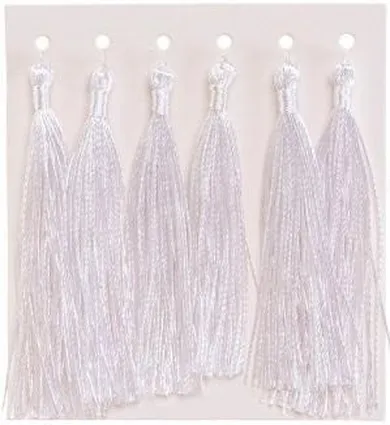 Brewis, frędzelki, chwosty ozdobne, białe, 8 cm, 6 szt.