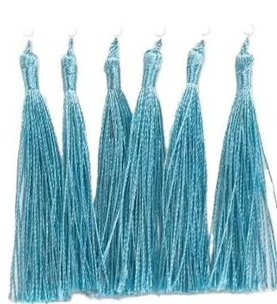 Brewis, frędzelki, chwosty ozdobne, jasnoniebieskie, 8 cm, 6 szt.